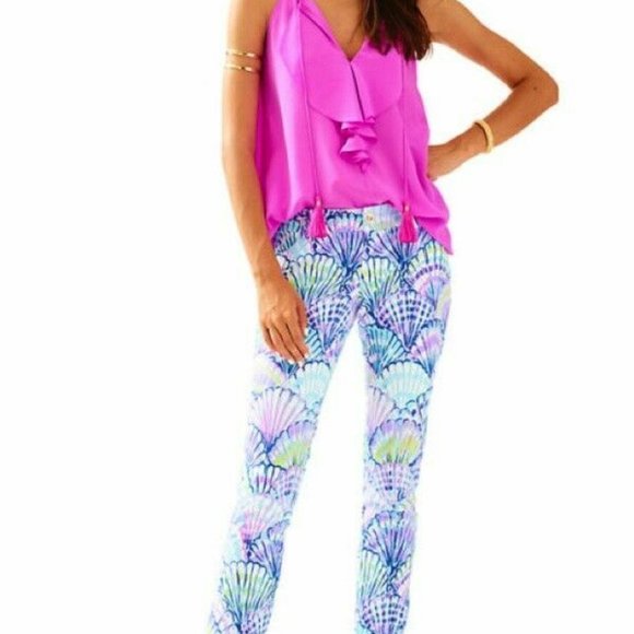 Lilly Pulitzer NWT Callahan Light Cotton Twill Chino Oh Shello Size 00,0 - Picture 1 of 16
